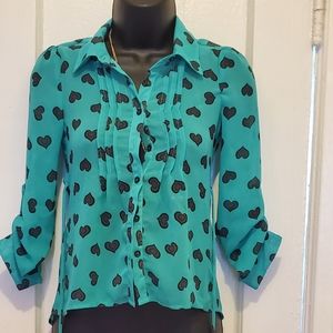 Button down print top